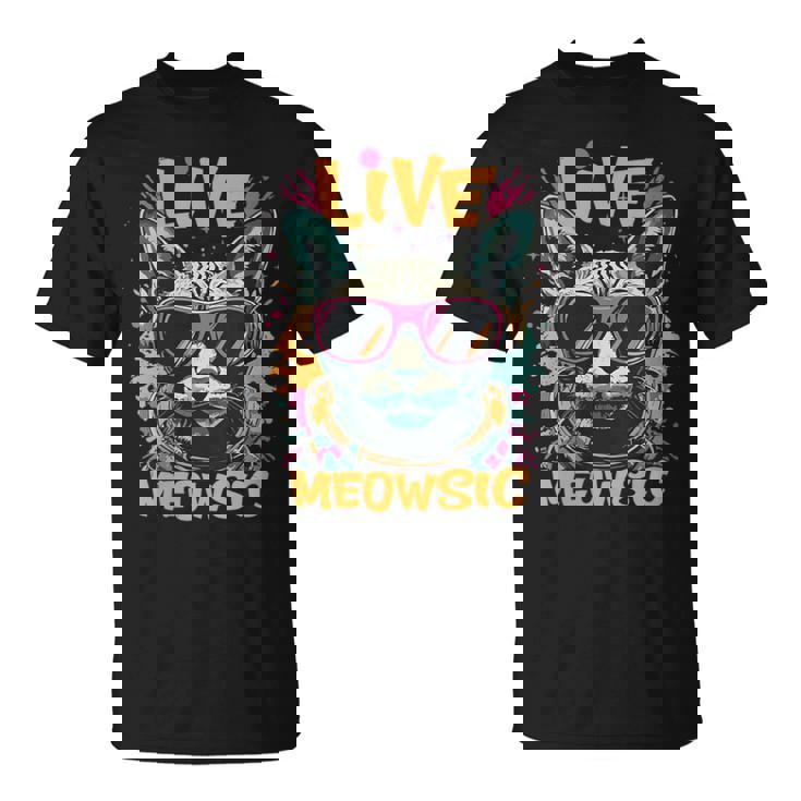 Live Meowsic Dj Sphinx Cat Disque Jockey Fun Edm Hiphop Musique T-Shirt