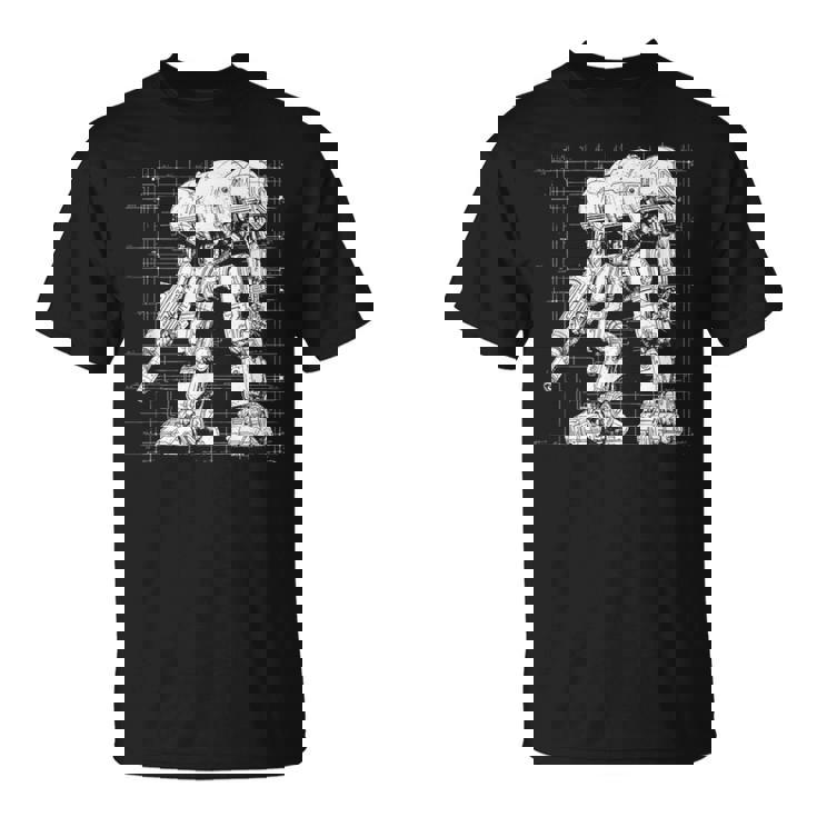 Mech Warrior Sketch Shirt Tech Robot Fighter T-Shirt