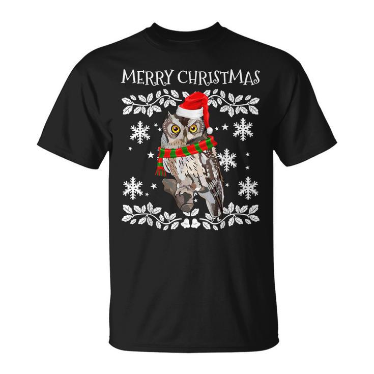 Merry Christmas Ornament Whiskered Screech-Owl Ugly Xmas T-Shirt
