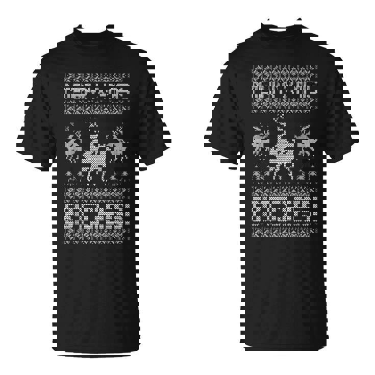 Merry X-Mas Bitches Adult Ugly Christmas Sweater Tee T-Shirt T-Shirt