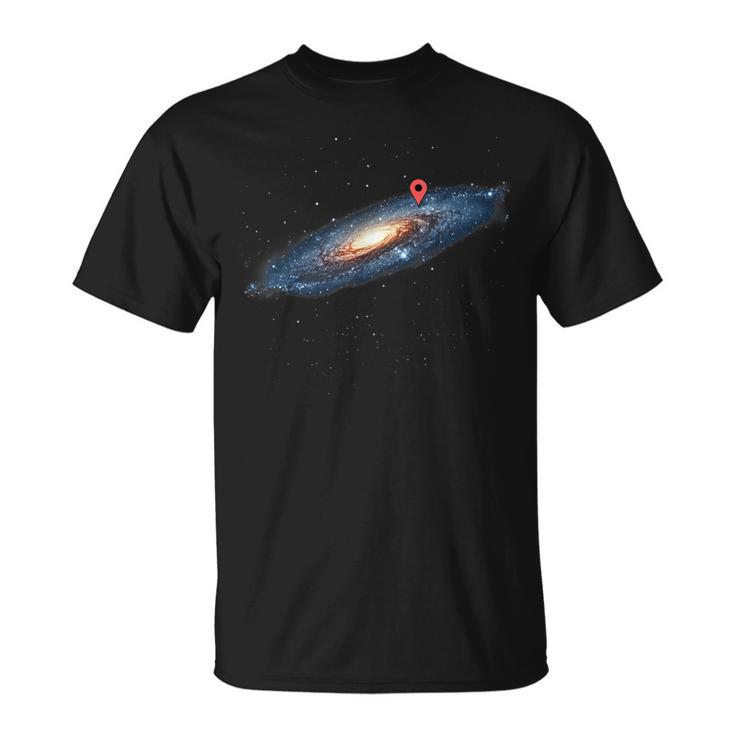 Milky Way Galaxy Universe Location Pin Space Cosmic T-Shirt