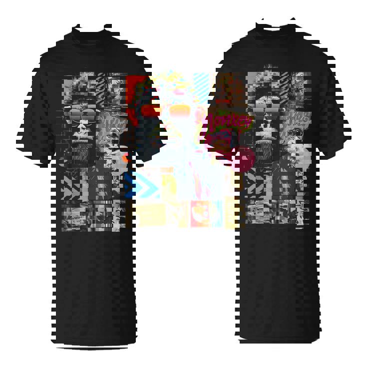 Mono Frontprint Arte Gráfico Animal Obra De Arte Monkey Camiseta unisex