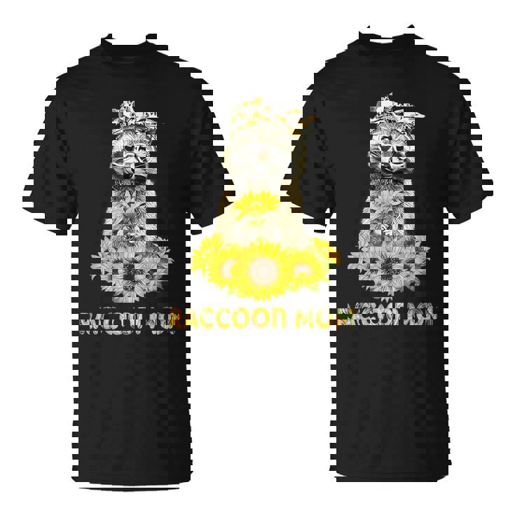 Mother's Day Raccoon Sunflower T-Shirt - Cute Gift for Moms