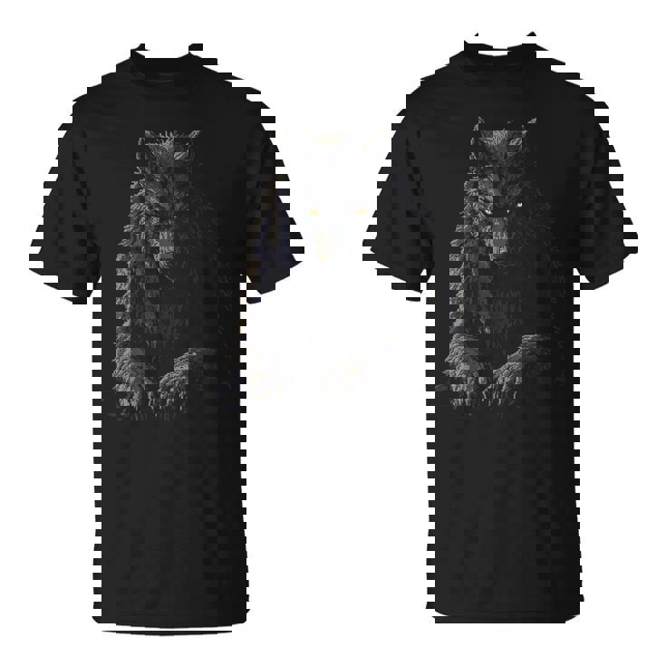 Motif Mythique Loup-Garou Illustration Fantaisie Loup-Garou T