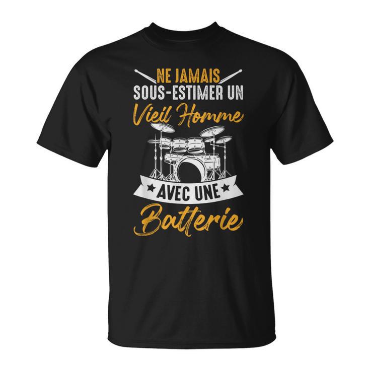 Musicien Unieil Homme Avec Une Batterie Drummer Batteur T-Shirt