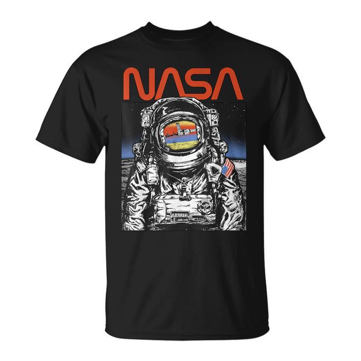 Nasaintage Astronaut Moon Walk Reflection Graphic T-Shirt