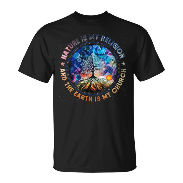 Nature Is My Religion The Earth Is My Church Mandala Tree T-Shirt