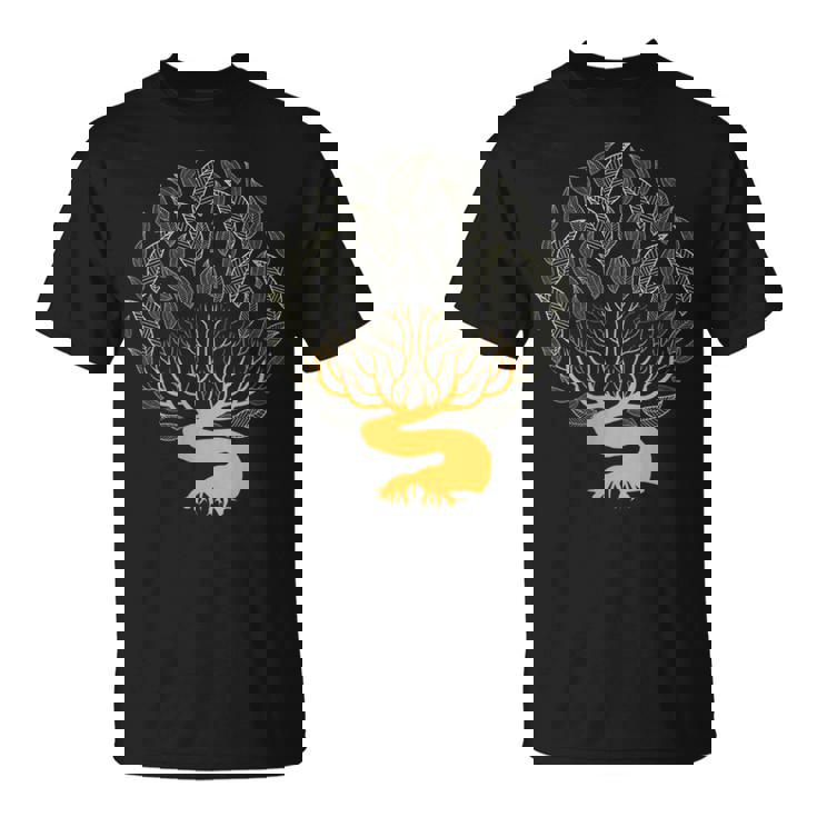 Night Fall Tree Leaves Skeleton Plant Nature Lover T-Shirt