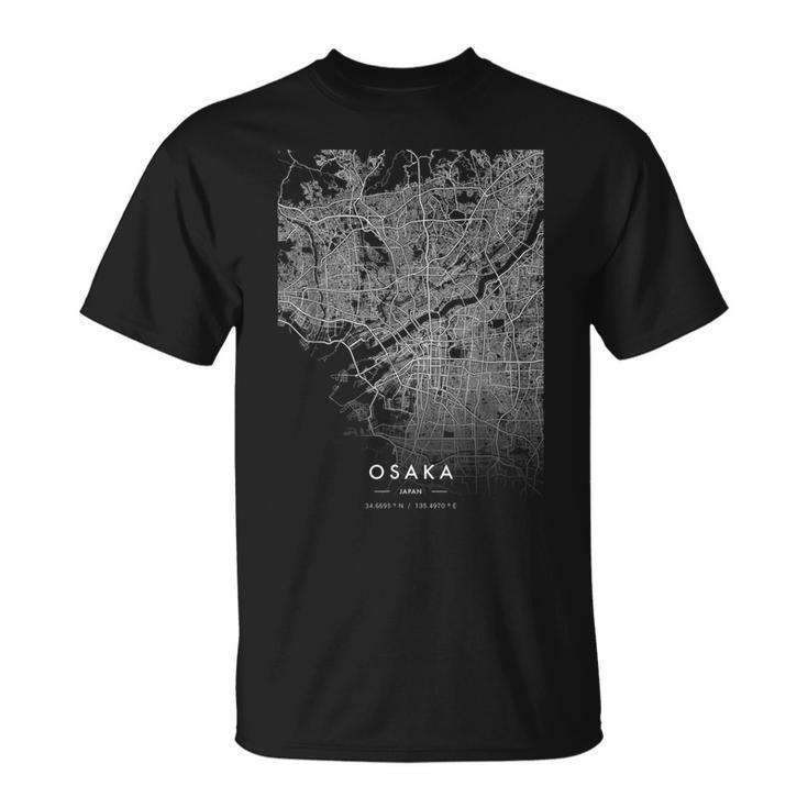 Osaka Japón City Coordenadas Skyline City Mapa Camiseta unisex