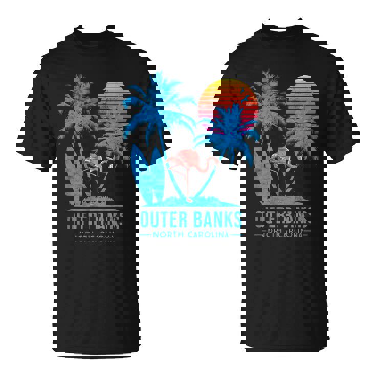 Outer Banks Carolinaacacionesintage Atardecer Camiseta unisex