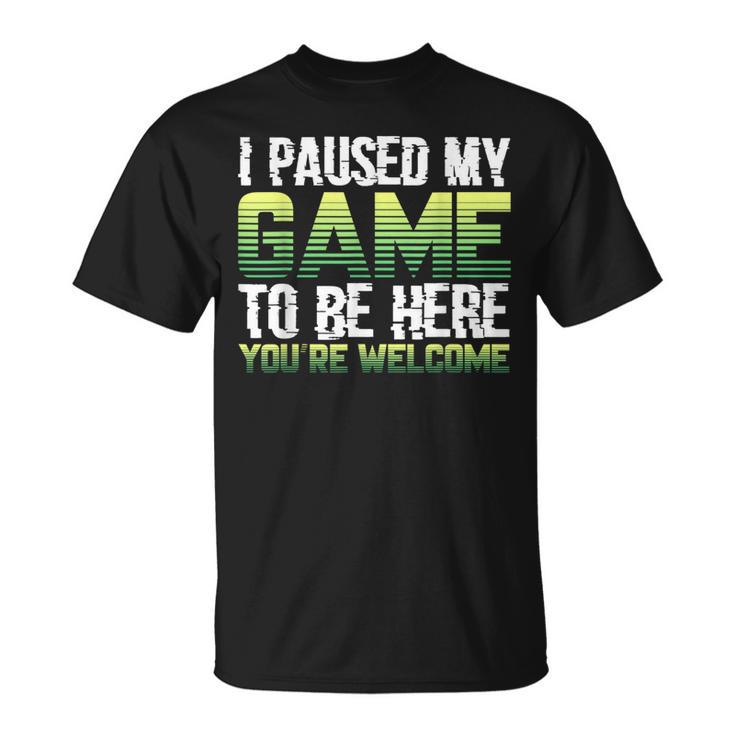 Gamer T-shirt heren, I Paused My Game to Be Here, 100% katoen, grappig slogan shirt, cadeau voor gamer
