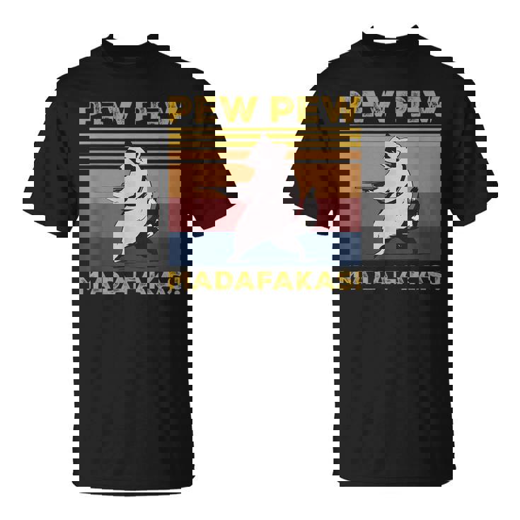 Pew Pew Madafakas Raccoon | Vintage Retro Unisex T-Shirt