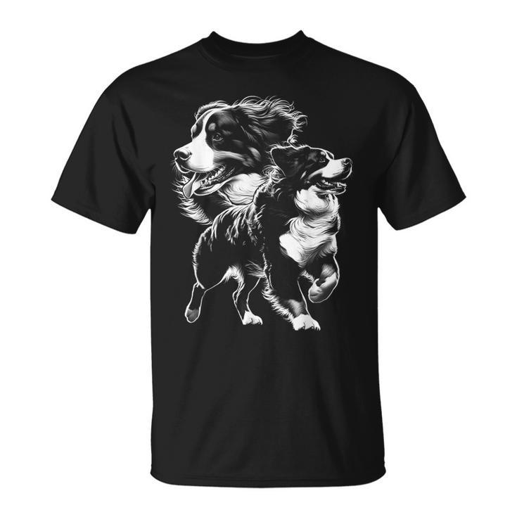 Playful Bernese Mountain Dog In Cool Drawing Style T-Shirt