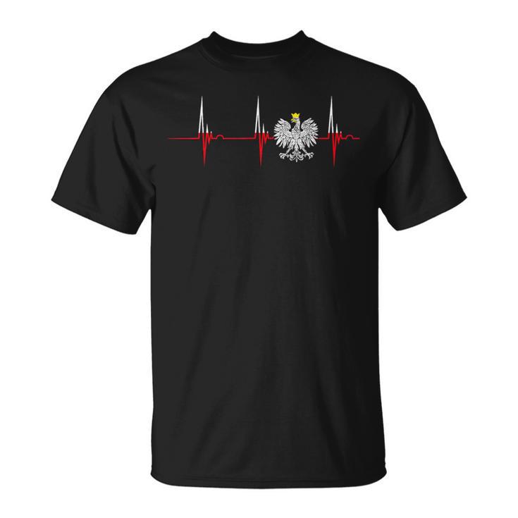 Polska Eagle Pole Heartbeat Ecg Pulse Polish Pride T-Shirt