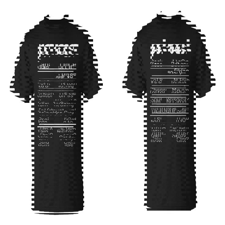 Pot Roast Nutrition Facts Meat Lover Nutrition Facts T-Shirt