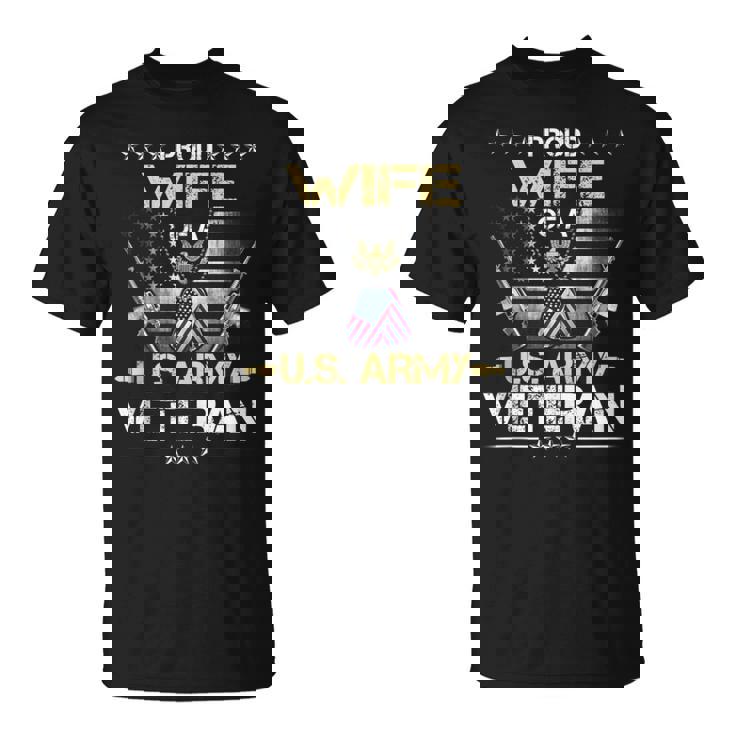Proud Wife Of A US Army Veteran Flag Veterans Day T-Shirt