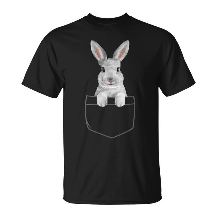 Rabbit In Chest Pocket Easter Bunny Carnickel For Women T-Shirt