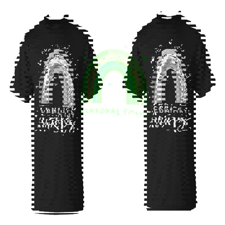 Rainbow In March We Wear Green Cerebral Palsy Awareness T-Shirt
