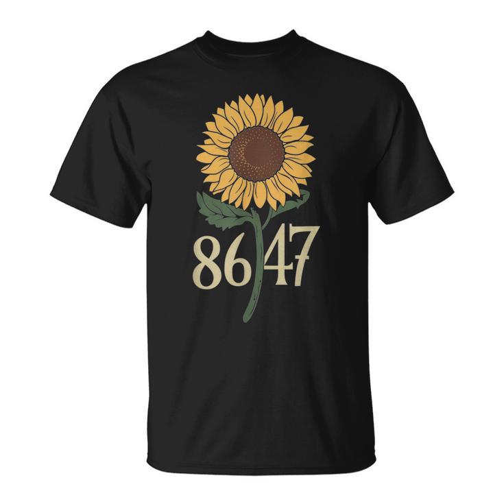 8647 Subtle Anti Trump 86 47 Cat Sunflower Cat Lovers T-Shirt