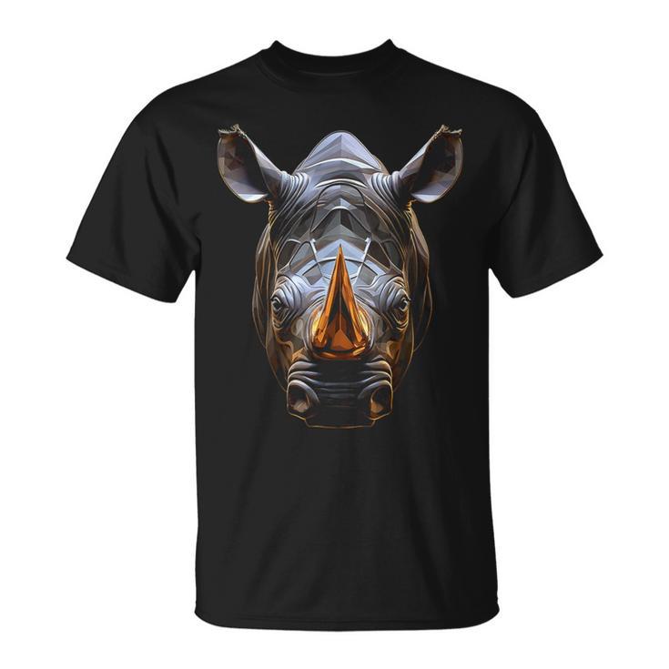 Rhino Polígono Arte Animal Ilustración Gráfico Rinoceronte Camiseta unisex