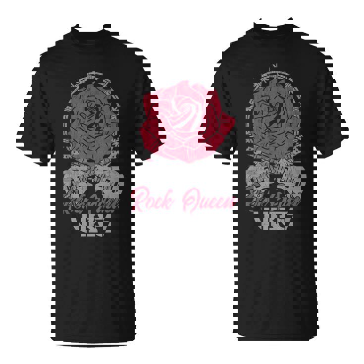 Rock Queenibes Guitarraintage Rose Rock Music Camiseta unisex