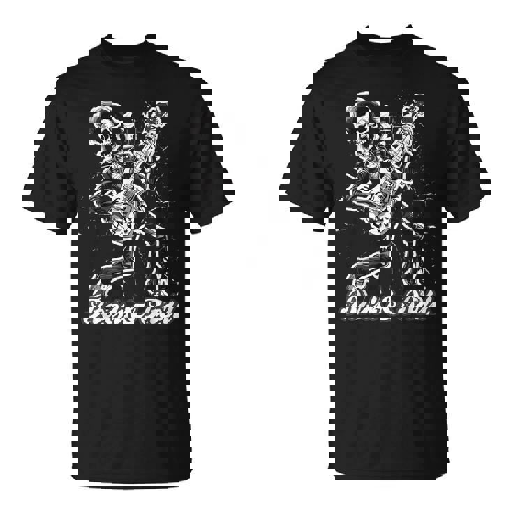 Rockabilly Esqueleto Rock & Roll Esqueleto Rockero Camiseta unisex