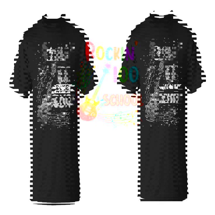 Rockin' 100 Days Of School Guitar Student Music Teacher T-Shirt
