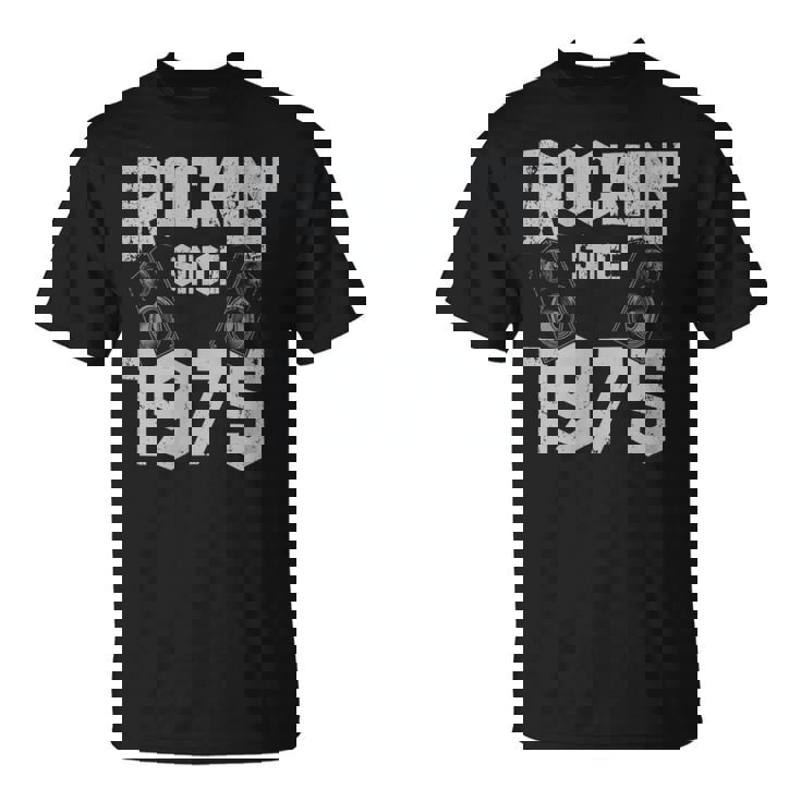 Rockin' Since 1975Intage Rock Music Fan 47 Cumpleaños Cuello Camiseta unisex