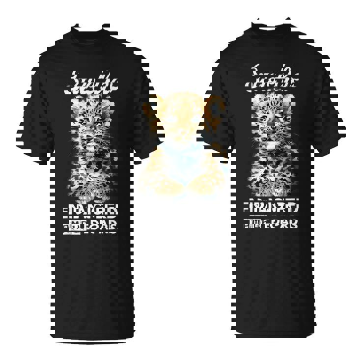 Save The Endangered Amur Leopard Watercolor Cute Cub T-Shirt