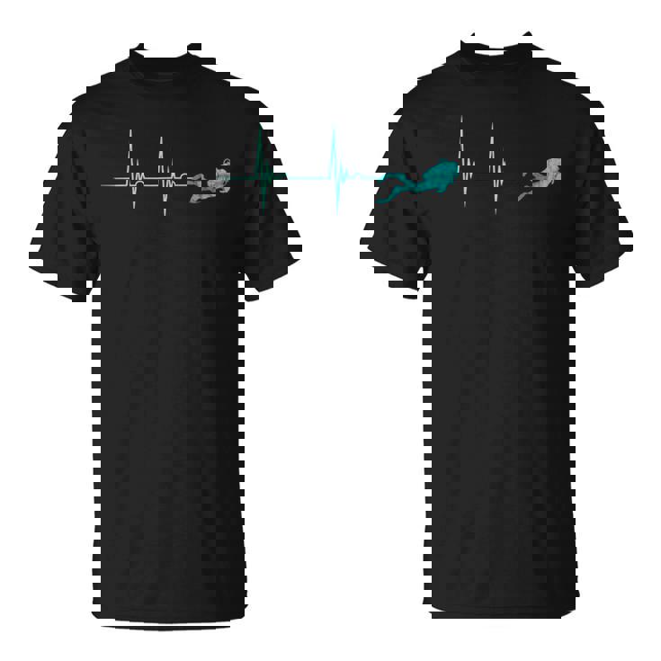 Scuba Diver Heartbeat Deep Diving EKG Pulseline Dive T-Shirt