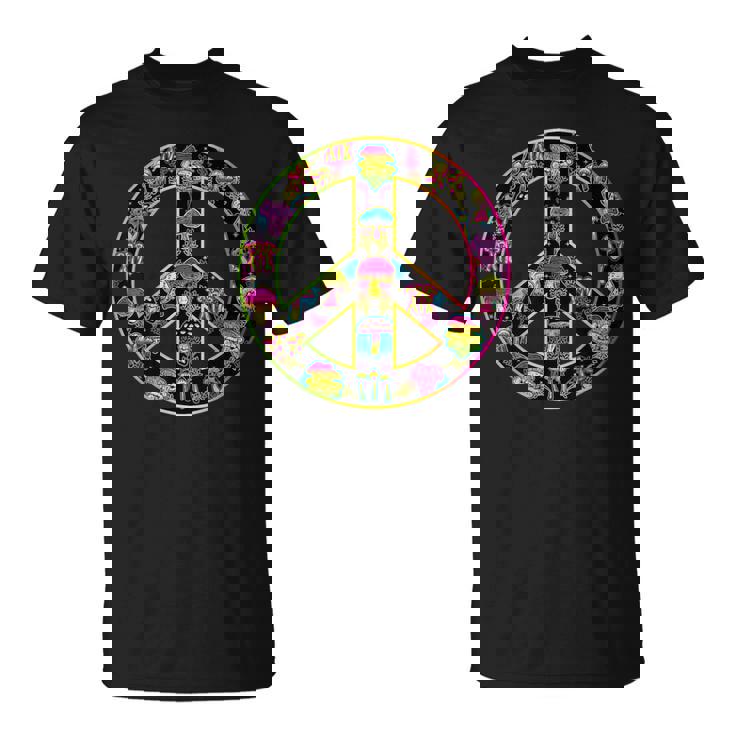 Signe De Paix Groovy Mushroom Cottagecore Retro Hippie T-Shirt