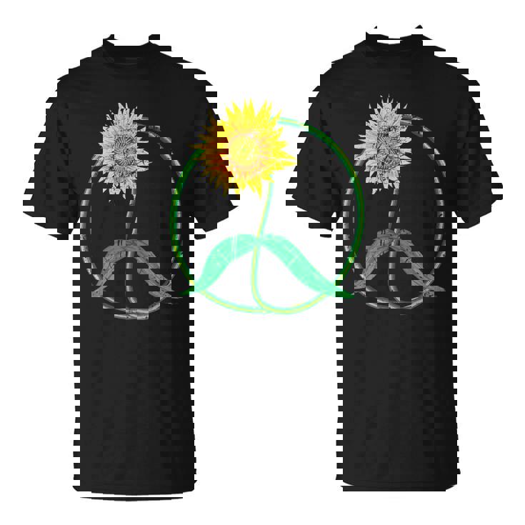 Signe De Paix Tournesol 60S 70S Hippie Fleur Symbole De Paix T-Shirt