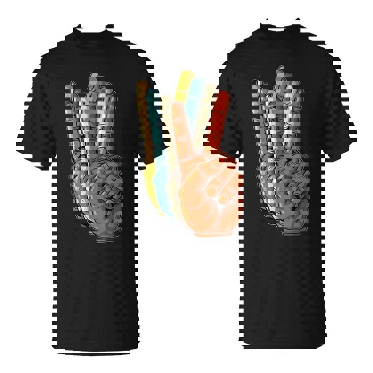 Signo De La Paz Amor Mano Dedo Signo De La Paz Retro Camiseta unisex