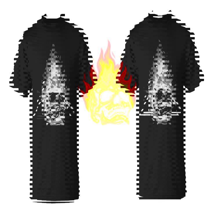 Skull Pyro Burning Skeleton Fire Fireworks Pyrotechnician T-Shirt