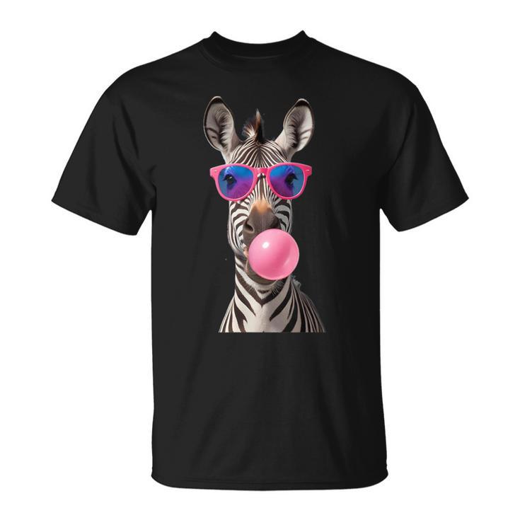 Snirt Zebra Bubblegum Bubble Pink Sunglasses T-Shirt