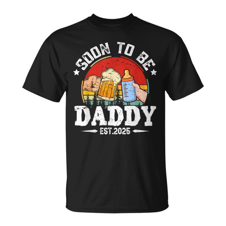 Soon To Be Daddy 2025 Retro Pregnancy Announcement Dad T-Shirt