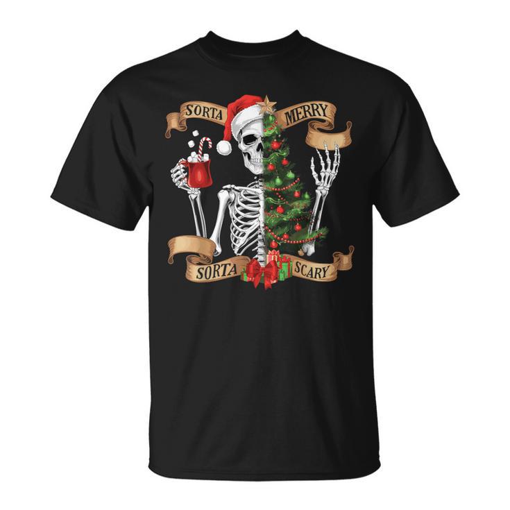 Sorta Merry Sorta Scary Christmas Skeleton Tree Men T-Shirt