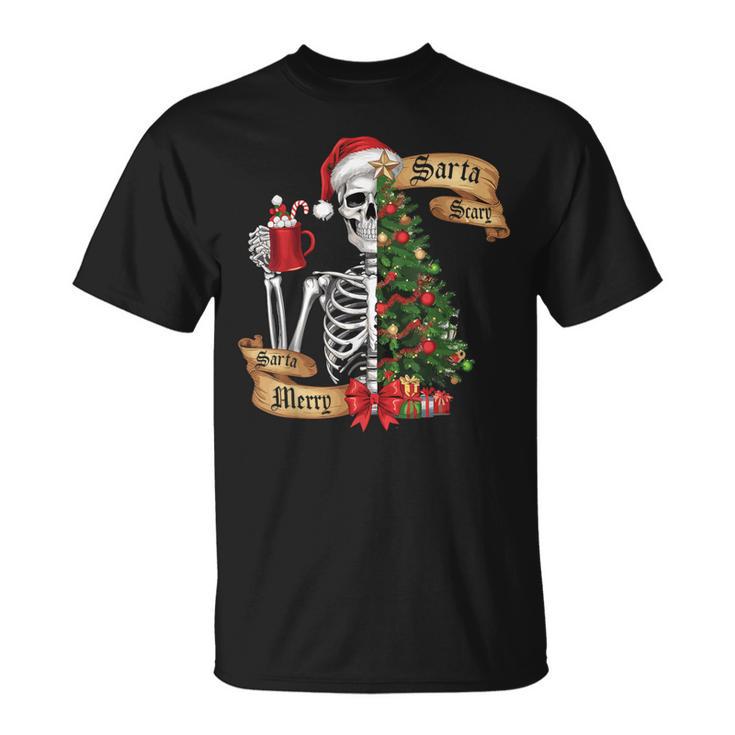 Sorta Merry Sorta Scary Christmas Skeleton Tree Xmas T-Shirt
