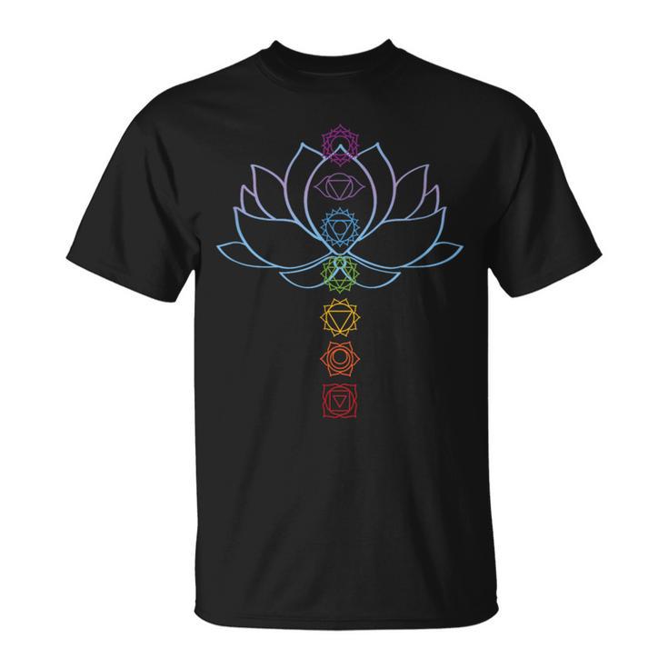 Spiritual Zen Lotus Flower Chakras Aligned Yoga T-Shirt