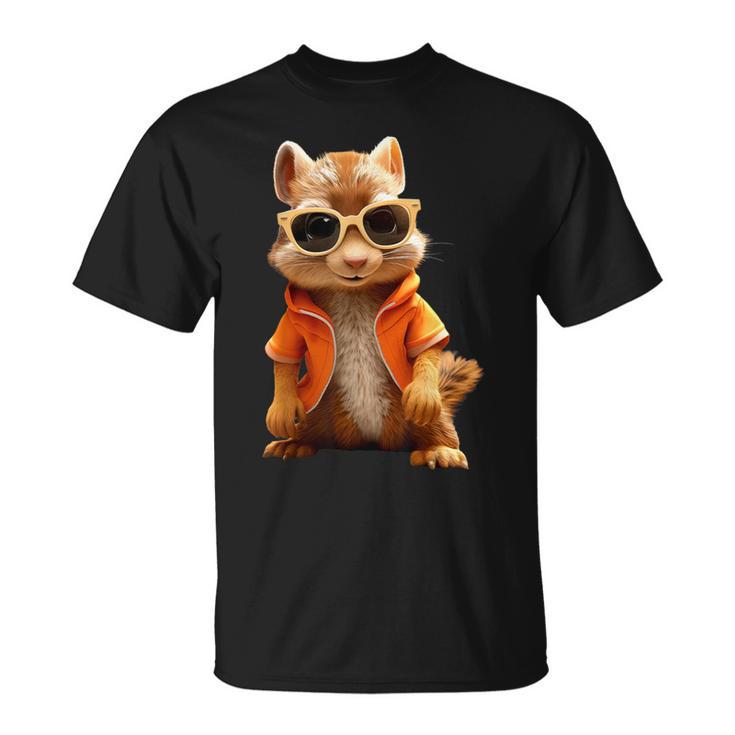 Squirrel With Sunglasses Animal Lovers Cute Rodent T-Shirt