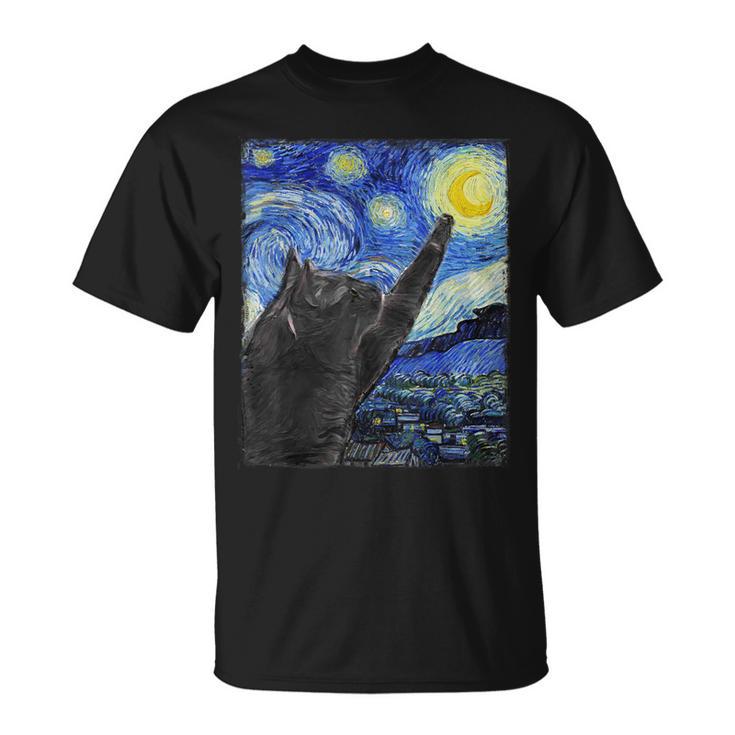 Starry Night Catan Gogh Cat T-Shirt