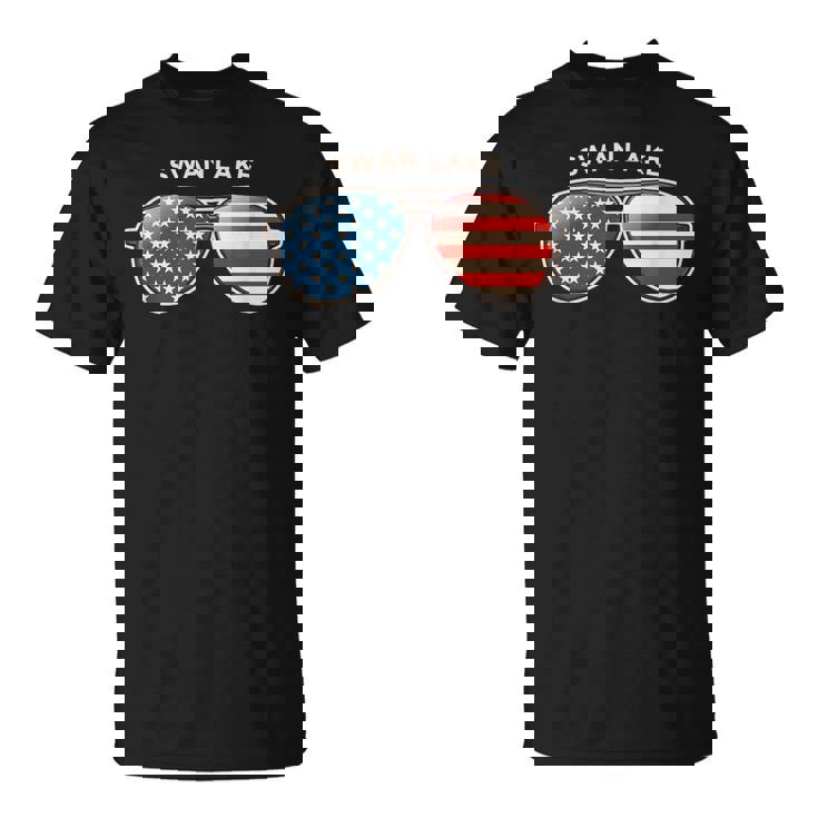 Swan Lake AR Vintage US Flag Sunglasses T-Shirt