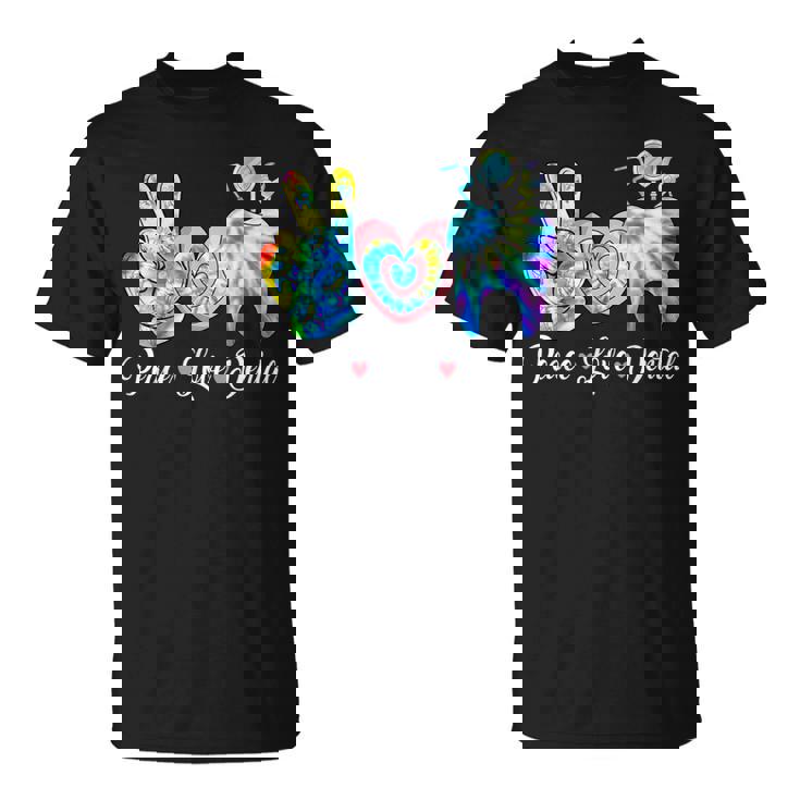 Tie Dye Heart Th Cute Dentist Peace Love Dental T-Shirt