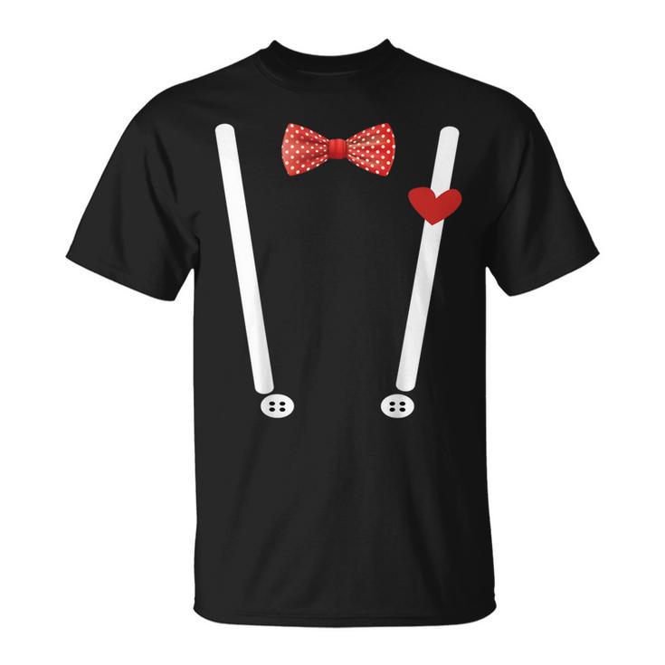 Valentine's Day Costume Hearts Bow Tie & Braces T-Shirt