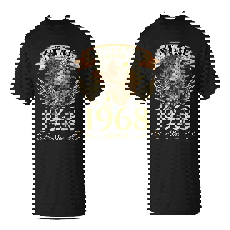 Vintage 1968 Calavera 55 Cumpleaños Camiseta unisex
