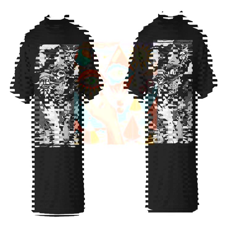 Vintage Abstracto Cuadros Surrealista Arte Ojos Pirámide Camiseta unisex