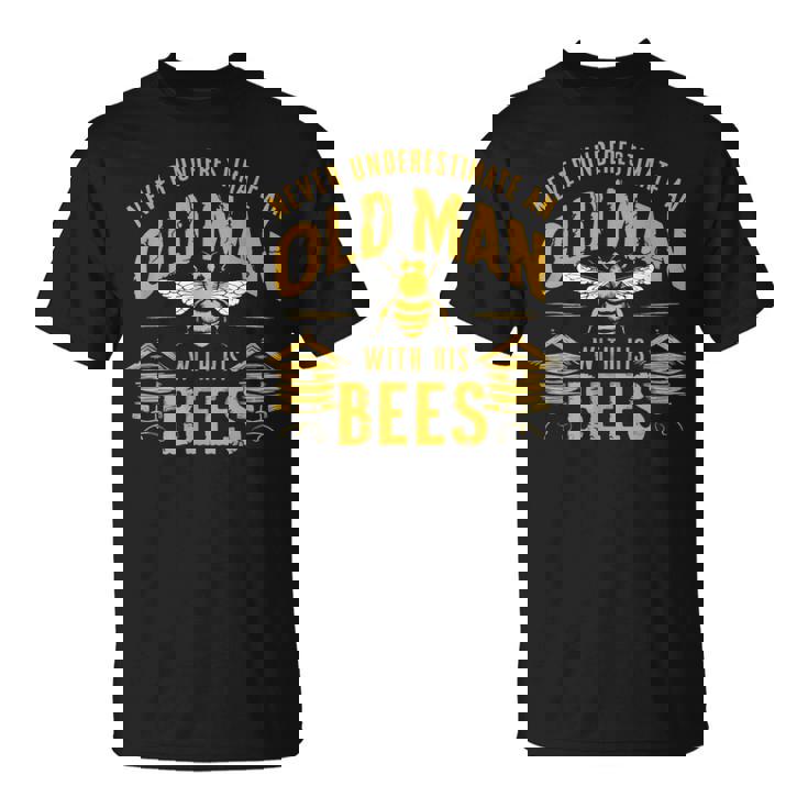 Vintage Never Underestimate An Old Man Beekeeper T-Shirt