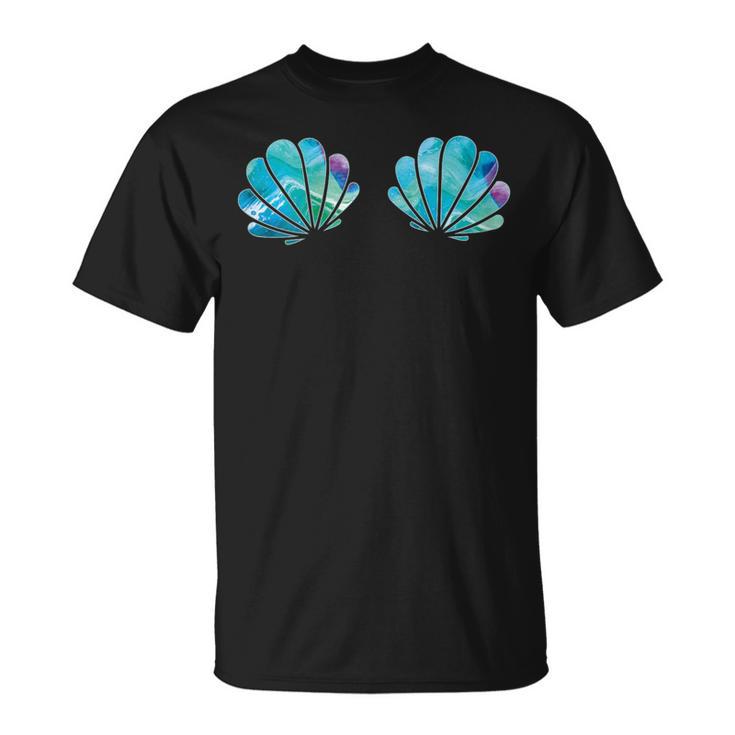 Women's Purple Turquoise Mermaid Shell T-Shirt