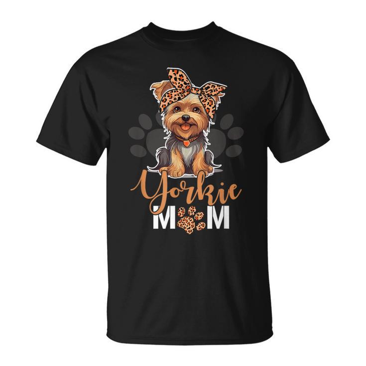 Yorkie Mom Yorkshire Leopard Dog Lovers Día De La Madre Camiseta unisex