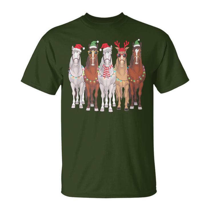 Christmas Horses Winter Pony Riding T-Shirt